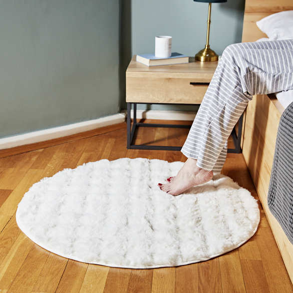 Bettvorleger Bubble-Fleece creme rund Ø 90cm Eldo