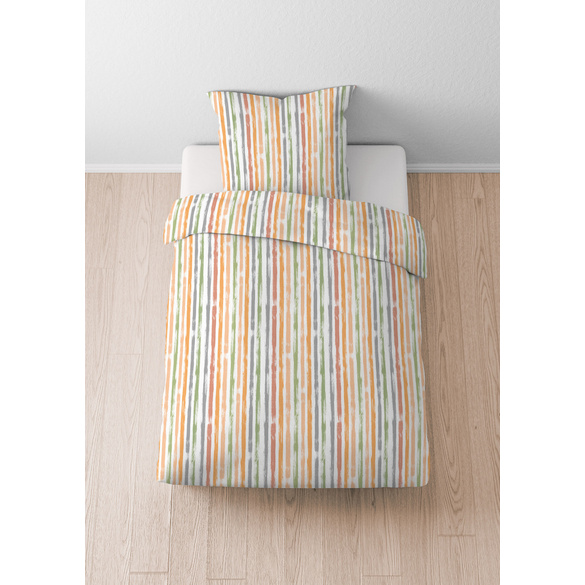 Castell Baumwoll Seersucker Bettwäsche Längsstreifen honig, 1x 135x200 cm + 1x 80x80 cm