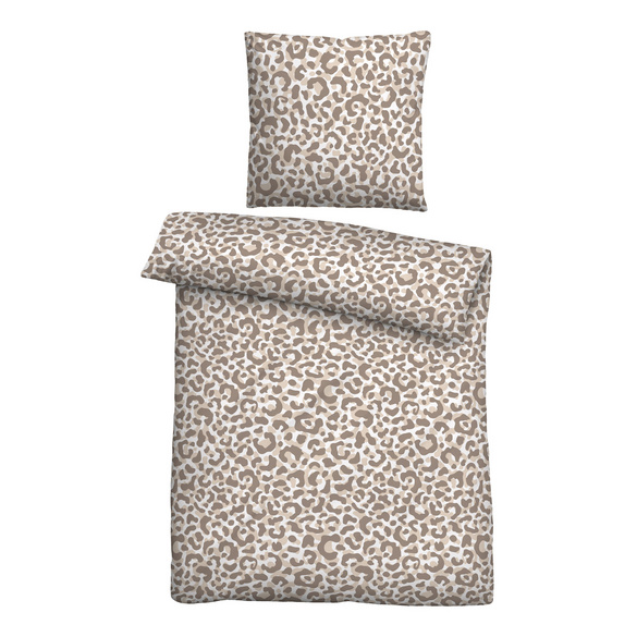 Castell Baumwoll Seersucker Bettwäsche Leo taupe, 1x 135x200 cm + 1x 80x80 cm