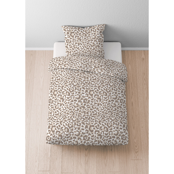 Castell Baumwoll Seersucker Bettwäsche Leo taupe, 1x 135x200 cm + 1x 80x80 cm