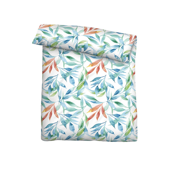 Castell Baumwoll Seersucker Bettwäsche Blätter bunt, 1x 155x200 cm + 1x 80x80 cm
