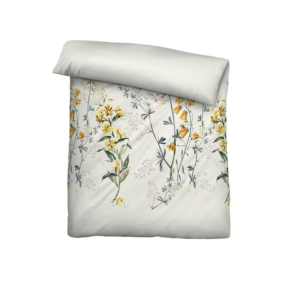 biberna Baumwoll-Satin Bettwäsche Blumen perlmutt, 1x 135x200 cm + 1x 80x80 cm