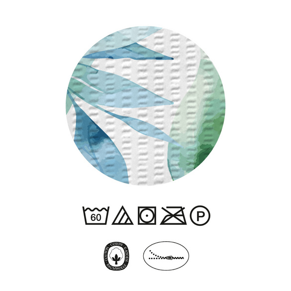 Castell Baumwoll Seersucker Bettwäsche Blätter bunt, 1x 155x220 cm + 1x 80x80 cm