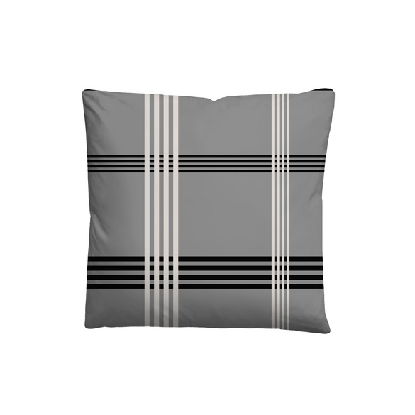 Castell Baumwoll Renforce Bettwäsche Karo-Streifen sturmgrau, 1x 135x200 cm + 1x 80x80 cm