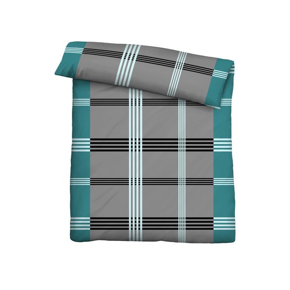 Castell Baumwoll Renforce Bettwäsche Karo-Streifen türkis, 1x 155x220 cm + 1x 80x80 cm