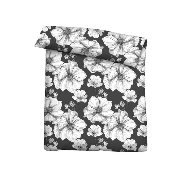 Castell Baumwoll Renforce Bettwäsche Blüten titanium, 1x 135x200 cm + 1x 80x80 cm