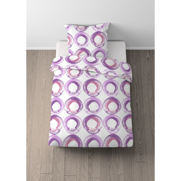 Castell Baumwoll Renforce Bettwäsche Kreise viola, 1x 135x200 cm + 1x 80x80 cm