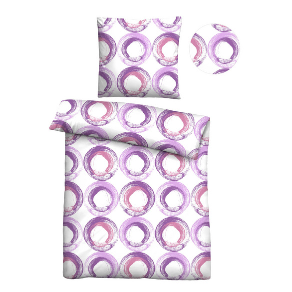 Castell Baumwoll Renforce Bettwäsche Kreise viola, 1x 155x220 cm + 1x 80x80 cm