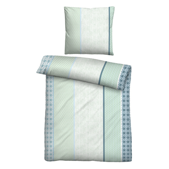 Castell Baumwoll Renforce Bettwäsche Längsmuster mint, 1x 135x200 cm + 1x 80x80 cm