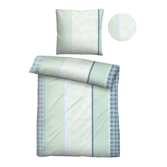 Castell Baumwoll Renforce Bettwäsche Längsmuster mint, 1x 135x200 cm + 1x 80x80 cm