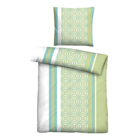 Castell Baumwoll Renforce Bettwäsche Längsmuster pistaziengrün, 1x 135x200 cm + 1x 80x80 cm