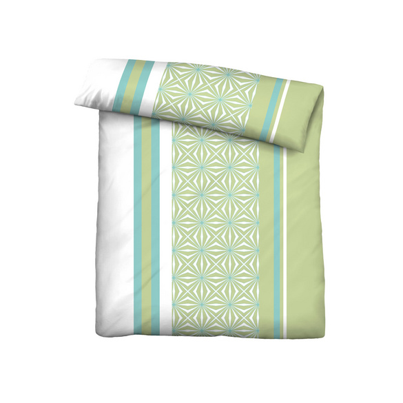 Castell Baumwoll Renforce Bettwäsche Längsmuster pistaziengrün, 1x 135x200 cm + 1x 80x80 cm