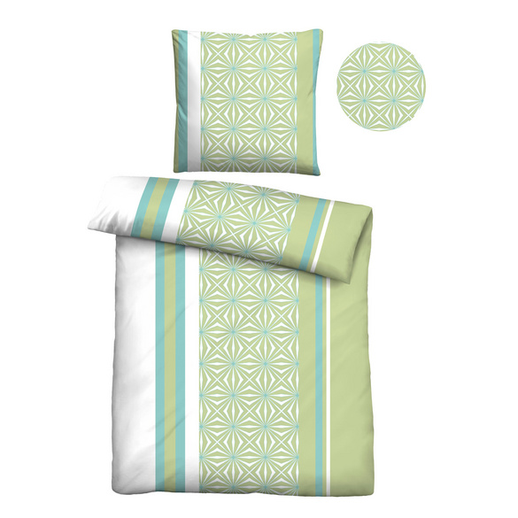 Castell Baumwoll Renforce Bettwäsche Längsmuster pistaziengrün, 1x 135x200 cm + 1x 80x80 cm