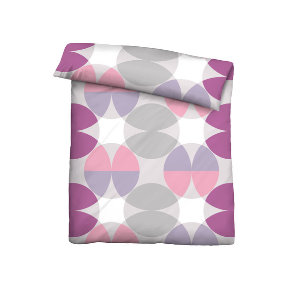 Castell Baumwoll Renforce Bettwäsche Kreisemix brombeer, 1x 135x200 cm + 1x 80x80 cm