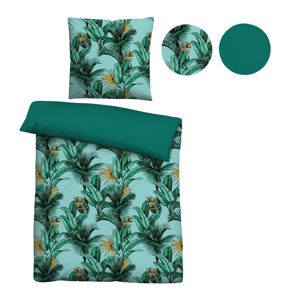 Castell Baumwoll Satin Bettwäsche Jungle gletscher, 1x 135x200 cm + 1x 80x80 cm