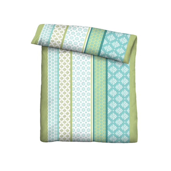 Castell Mikrofaser Seersucker Bettwäsche Längsmuster apfelgrün, 1x 155x220 cm + 1x 80x80 cm