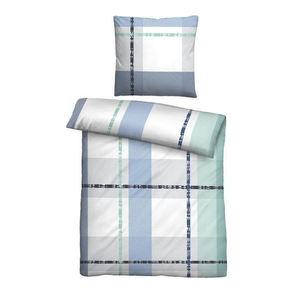 Castell Mikrofaser Seersucker Bettwäsche Karo eisblau, 1x 135x200 cm + 1x 80x80 cm