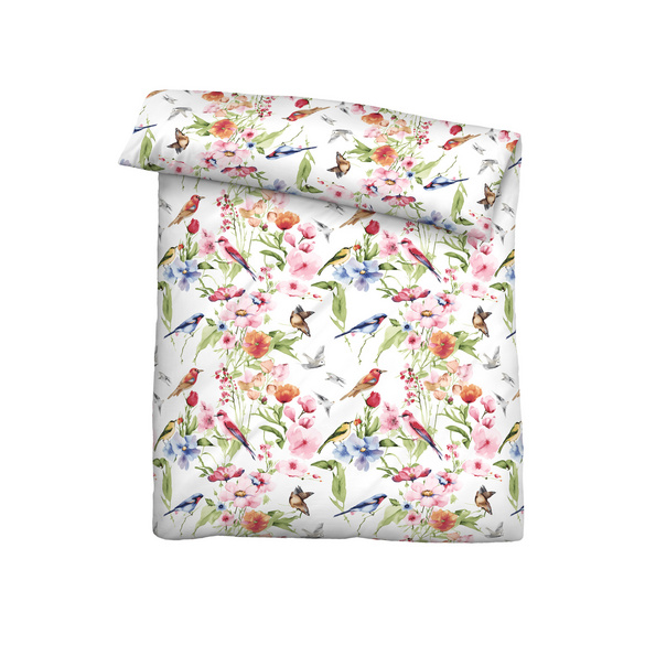 biberna Baumwoll-Satin Bettwäsche Birdie weiß, 1x 155x220 cm + 1x 80x80 cm