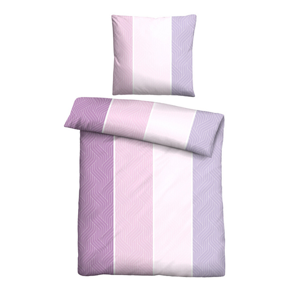 Castell Mikrofaser Seersucker Bettwäsche Längsbalken flieder, 1x 135x200 cm + 1x 80x80 cm