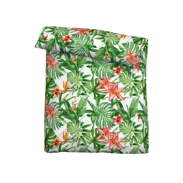 Castell Mikrofaser Seersucker Bettwäsche Blumen weiß, 1x 135x200 cm + 1x 80x80 cm