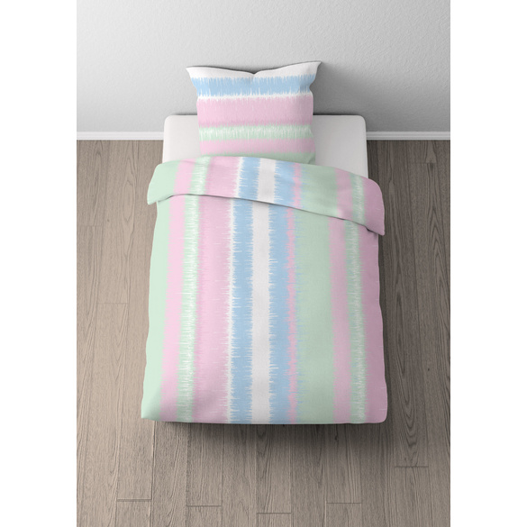 Castell Mikrofaser Bettwäsche Streifen mint, 1x 135x200 cm + 1x 80x80 cm
