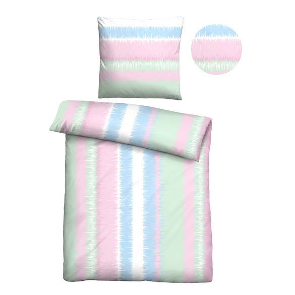 Castell Mikrofaser Bettwäsche Streifen mint, 1x 135x200 cm + 1x 80x80 cm