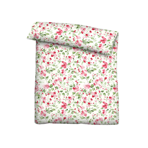 Castell Mikrofaser Bettwäsche Blümchen rubin, 1x 135x200 cm + 1x 80x80 cm