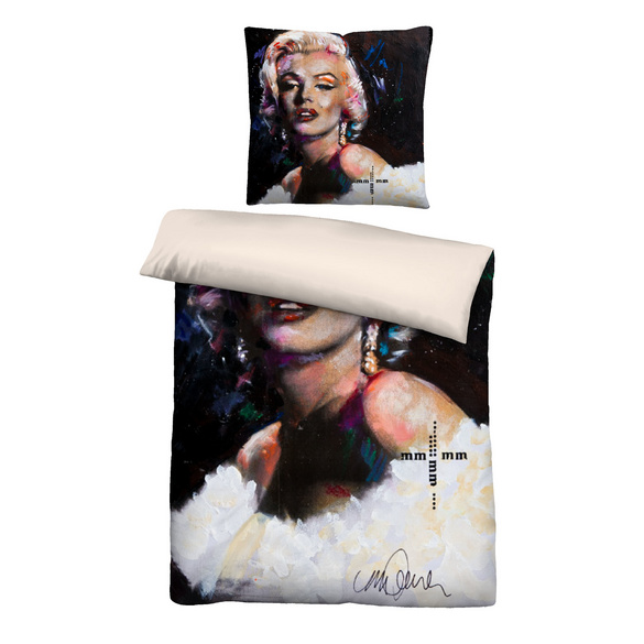 SID MAURER Mikrofaser Bettwäsche Marilyn Monroe weiß, 1x 155x220 cm + 1x 80x80 cm