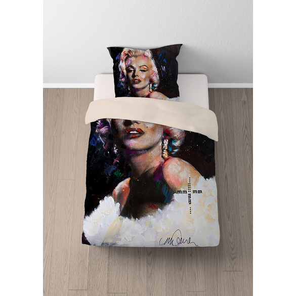 SID MAURER Mikrofaser Bettwäsche Marilyn Monroe weiß, 1x 155x220 cm + 1x 80x80 cm