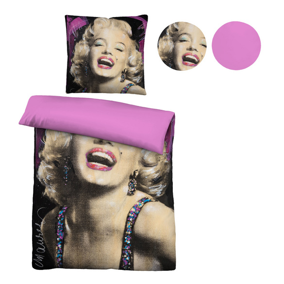 SID MAURER Mikrofaser Bettwäsche Marilyn Monroe pink, 1x 155x220 cm + 1x 80x80 cm