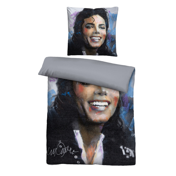 SID MAURER Mikrofaser Bettwäsche Michael Jackson silber/grau, 1x 155x220 cm + 1x 80x80 cm