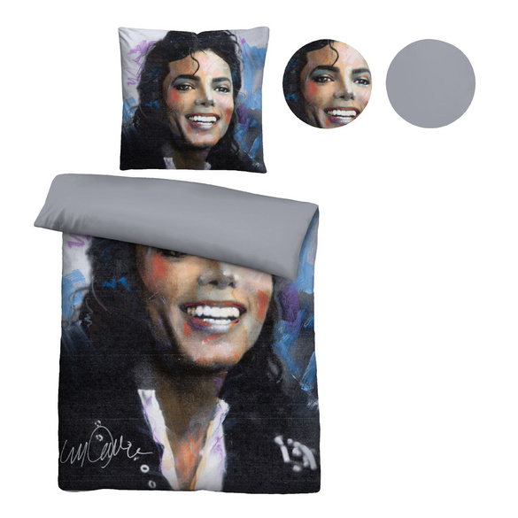SID MAURER Mikrofaser Bettwäsche Michael Jackson silber/grau, 1x 155x220 cm + 1x 80x80 cm
