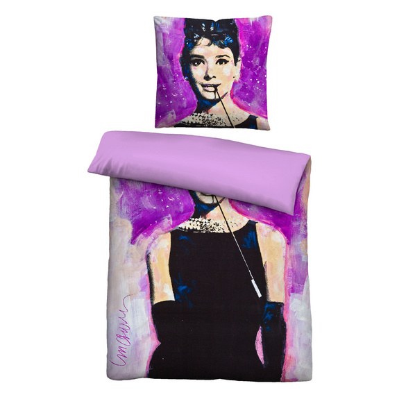 SID MAURER Mikrofaser Bettwäsche Audrey Hepburn viola, 1x 135x200 cm + 1x 80x80 cm
