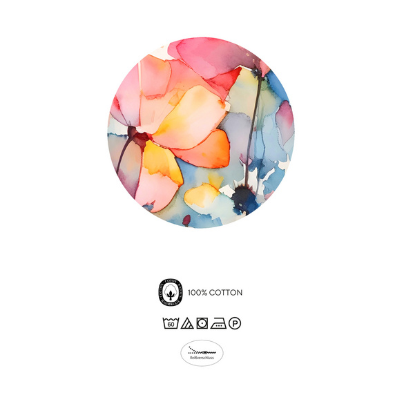 biberna Tencel Bettwäsche Aquarell Blumen taubenblau, 1x 155x220 cm + 1x 80x80 cm