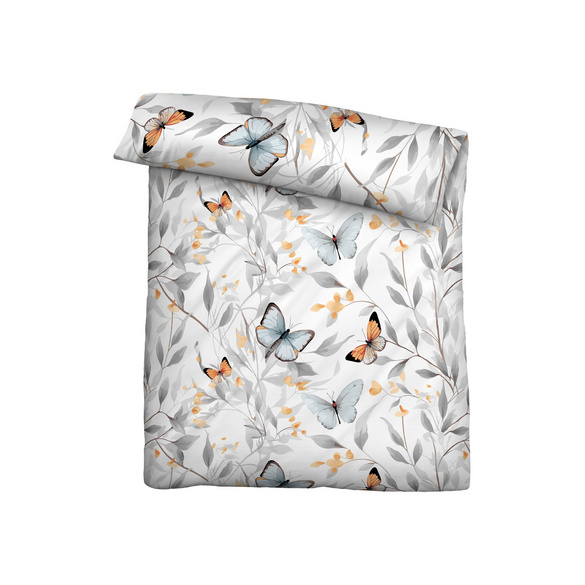 biberna Tencel Bettwäsche Schmetterlinge weiß, 1x 135x200 cm + 1x 80x80 cm