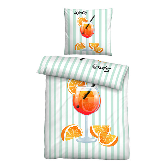 biberna Linon Bettwäsche Spritz mint, 1x 155x220 cm + 1x 80x80 cm