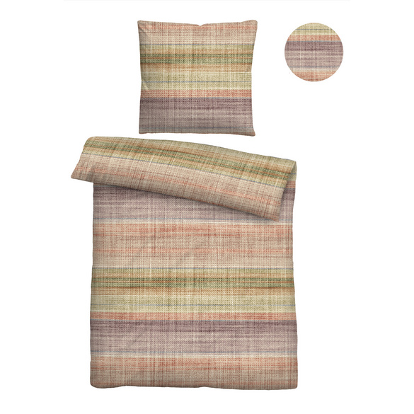 biberna Seersucker Bettwäsche Streifen-Karo macchiato, 1x 155x220 cm + 1x 80x80 cm