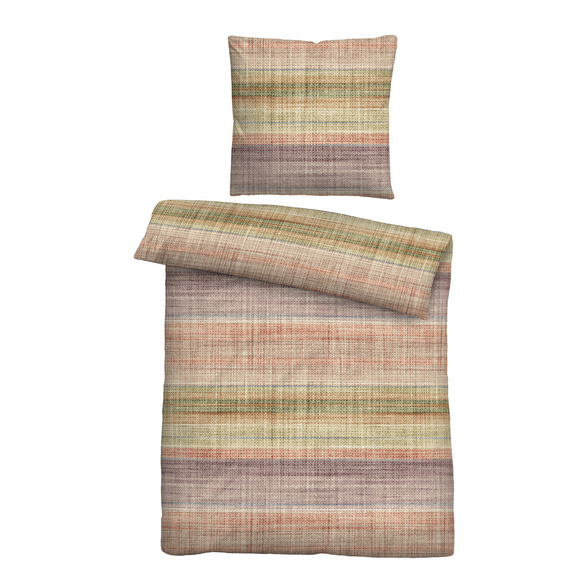 biberna Seersucker Bettwäsche Streifen-Karo macchiato, 1x 135x200 cm + 1x 80x80 cm