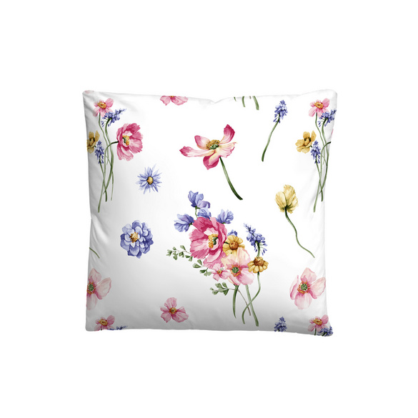 biberna Seersucker Bettwäsche Sommerblumen pink, 1x 135x200 cm + 1x 80x80 cm