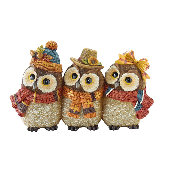 Dekofigur Herbstliche Eulenfamilie