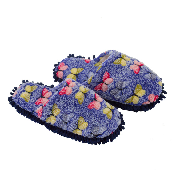 Putzpantoffeln blau mit Schmetterlingsmuster