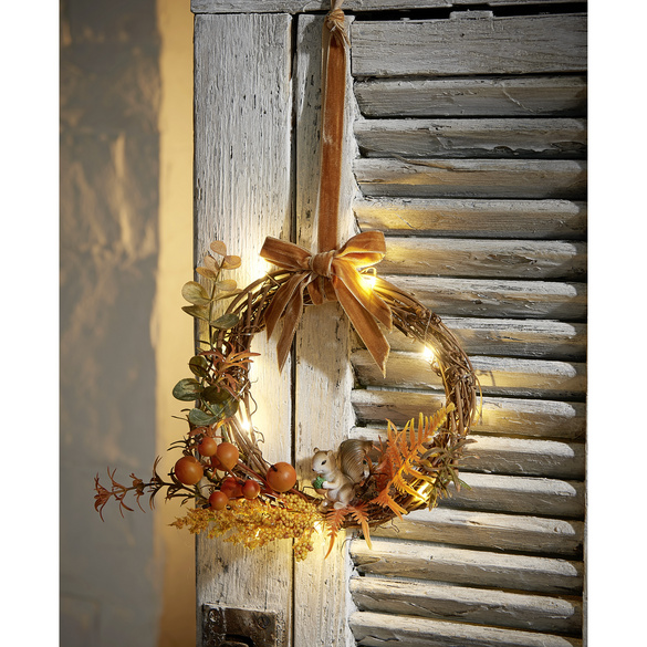 LED-Türkranz Herbstdeko aus Rattan Eldo