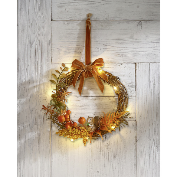 LED-Türkranz Herbstdeko aus Rattan Eldo