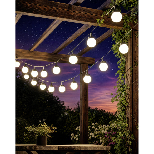 LED-Lichterkette 30 LEDs mit Solar- oder Netzbetrieb