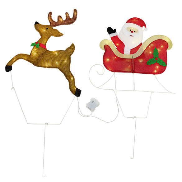 Beleuchteter Weihnachtsmann mit Schlitten