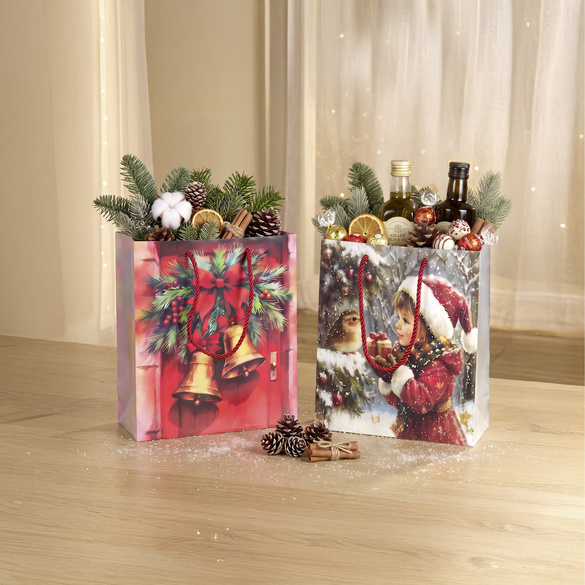 Geschenktaschen Weihnachtsmotive 2er-Set klein Eldo