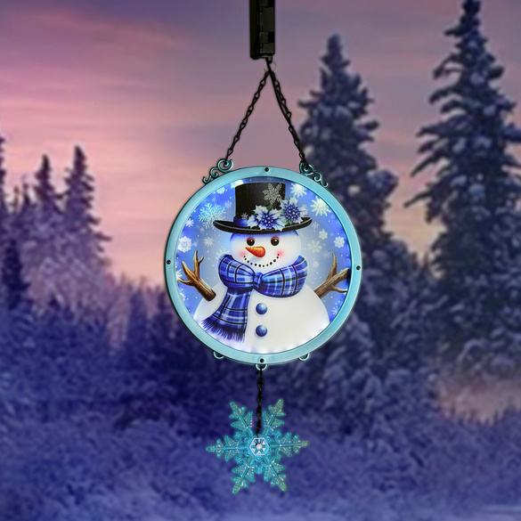LED-Hängedeko Leuchtender Schneemann
