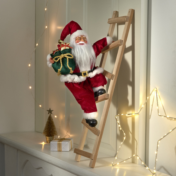 Weihnachtsdeko "Weihnachtsmann auf Leiter"