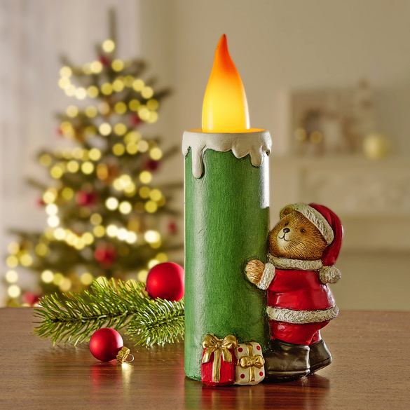 LED-Kerze mit Weihnachtsbär