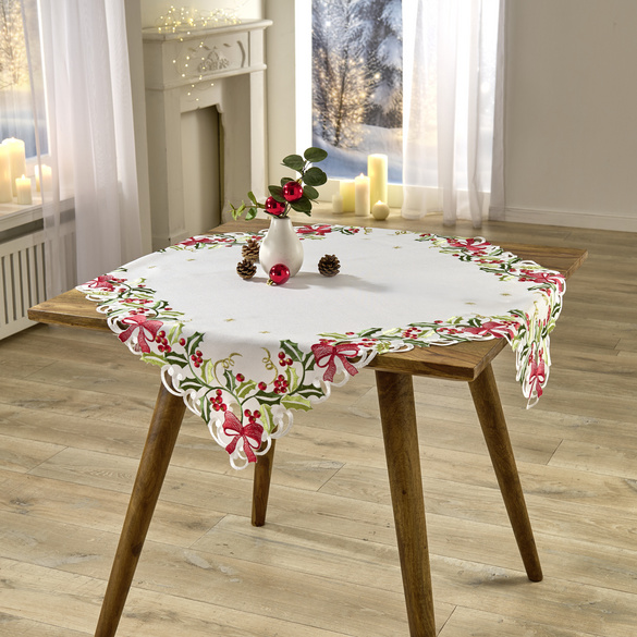 Mitteldecke "Ilex & Schleife" 85x85 cm Eldo
